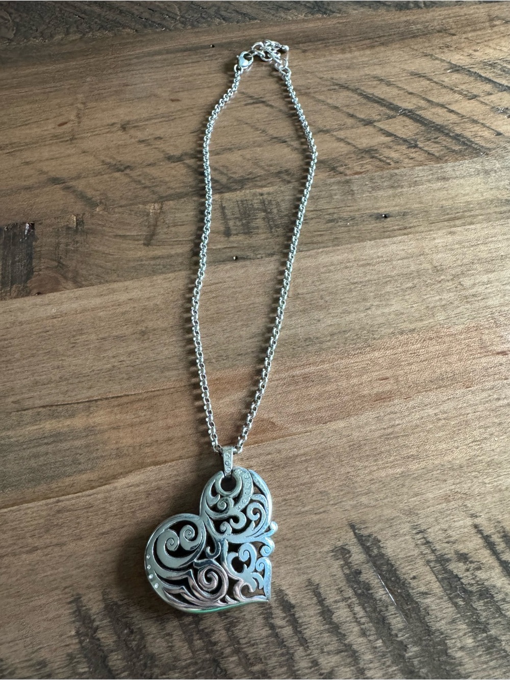 Brighton Silver Filigree Heart Pendant Necklace